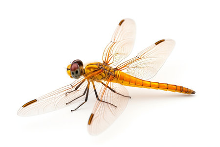 Orange Dragonfly side View Isolated on white Backgroundの素材