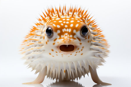 Puffer Fish Staring White Backgroundの素材
