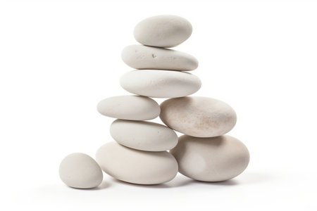 Pile of White Stones White Backgroundの素材