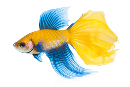 Yellow Blue Betta Fish White Backgroundの素材