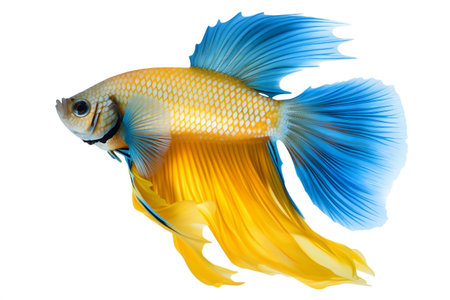 Yellow Blue Betta Fish White Backgroundの素材