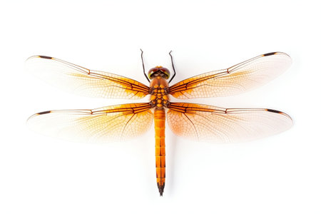 Orange Dragonfly Top View Isolated on white Backgroundの素材