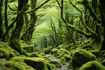 Enchanting Moss Close-Up Image with Woodland Backdropの素材