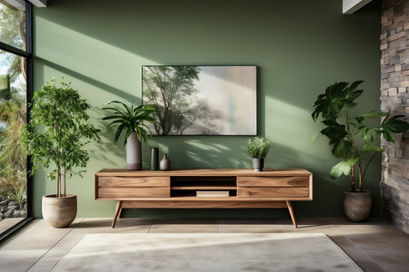 Modern Elegance Interior of Contemporary Living Room with Wooden Touchesの素材