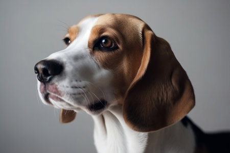 Most Beautiful Beagle Smiling Dog Isolated on Whiteの素材