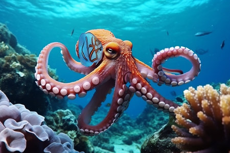 Octopus in the Coral Reef Animals of the Underwaterの素材
