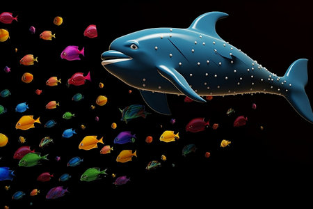 Dolphin Colorful Underwater Illustration.の素材