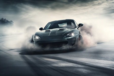 generic sports car performing burn out or driftingの素材