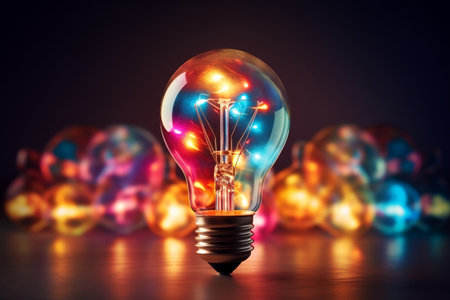 Colorful Glowing Idea Bulb Visualization.の素材