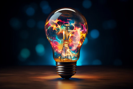 Colorful Glowing Idea Bulb Visualization.の素材