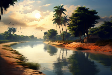 Bangladesh Landscape: River Art Beautifulの素材