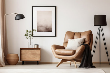 Elegant Scandinavian Living Room Composition. Generative AIの素材