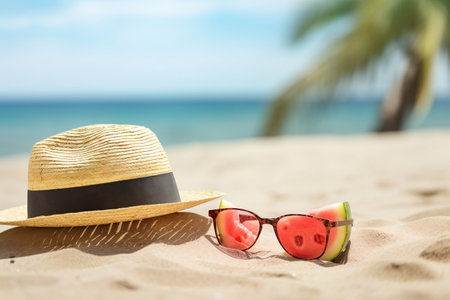 Idyllic Summer Vacation: Sandy Tropical Beach. Generative AIの素材