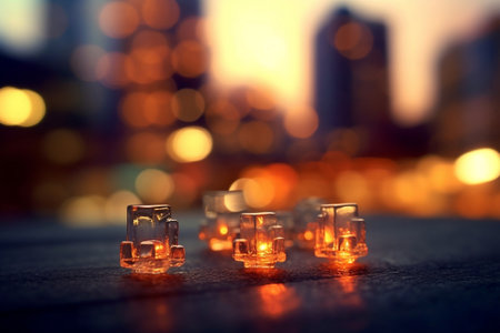City Sunset Bokeh. Blurred Background Photo. Generative AIの素材