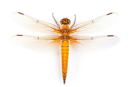 Orange Dragonfly Top View Isolated on white Backgroundの素材