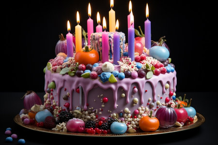 Colorful birthday cake for a joyous celebrationの素材