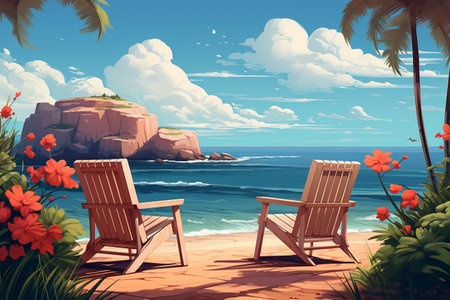 Illustration of a vibrant summer backgroundの素材