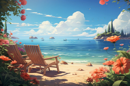 Illustration of a vibrant summer backgroundの素材