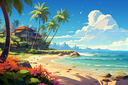 Illustration of a vibrant summer backgroundの素材