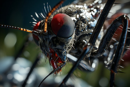 Mosquito Bite: Tiger Mosquito on Human Skinの素材