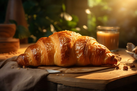 A photo of a tasty, fresh, cinematic golden croissantの素材