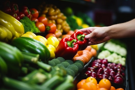 Different vegetables placed in Super Market. Generative AIの素材