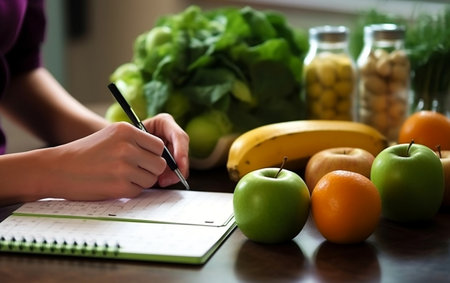 An individual selecting nutritious food choices. Generative AIの素材