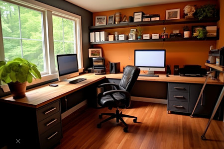 Contemporary Home Office Workspace. Generative AIの素材