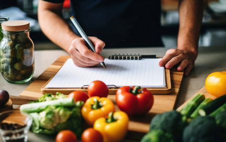 An individual selecting nutritious food choices. Generative AIの素材
