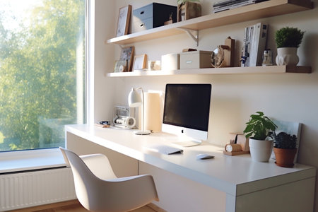 Contemporary Home Office Workspace. Generative AIの素材