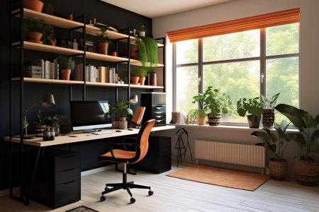 Contemporary Home Office Workspace. Generative AIの素材