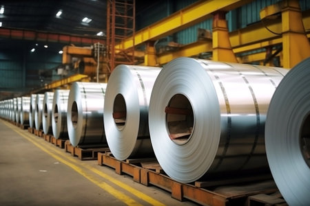 Zinc and aluminum rolls of metal sheets. Generative AIの素材