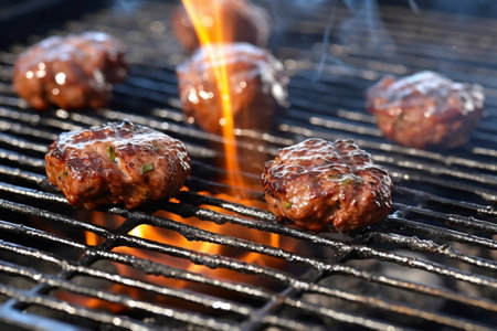 Nugget pieces float and fall onto the grill. Generative AIの素材