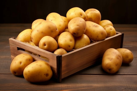 Organic, freshly harvested potatoes. Generative AIの素材