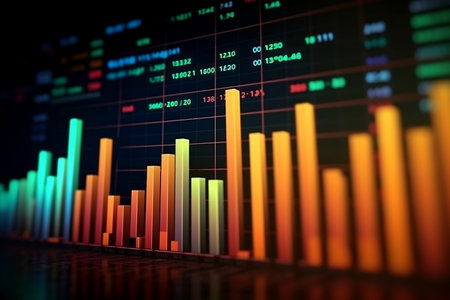 A depiction of a stock market investment graph. Generative AIの素材