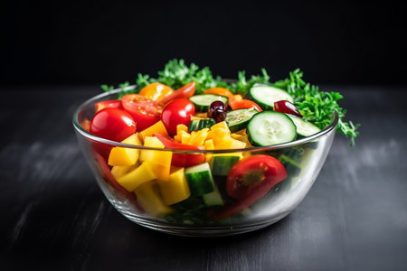 A bowl of vegetable salad. Generative AIの素材