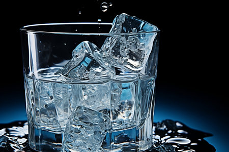 A Refreshing Glass of Water with a Dashing Splash. Generative AIの素材