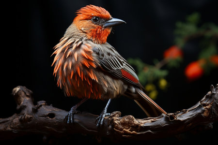 Common Redpoll Bird Among Sunflowers. Generative AIの素材