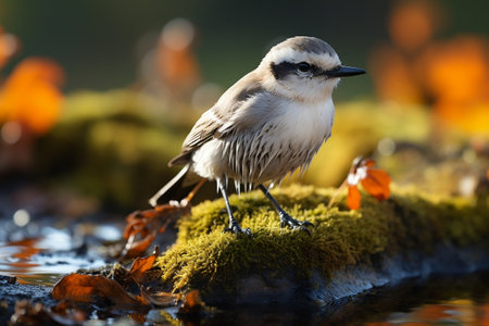 Northern Wheatear Bird on Ground. Generative AIの素材