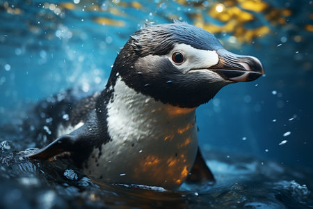 Razorbill Alca torda Bird Gliding in Baren Blue Waters. Generative AIの素材