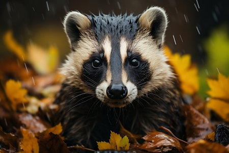 Charming Badger in the Lush Forest. Generative AIの素材