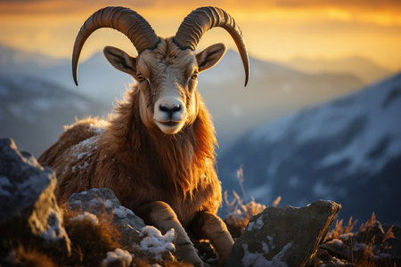 Swiss Ibex Captivating Wildlife Portrait. Generative AIの素材