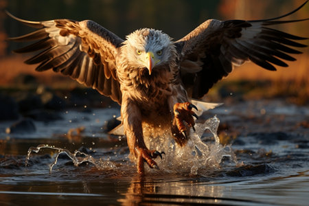 Feeding White-tailed Eagle. Generative AIの素材