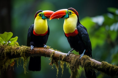 Toucan Perched Bird in Verdant Forest. Generative AIの素材