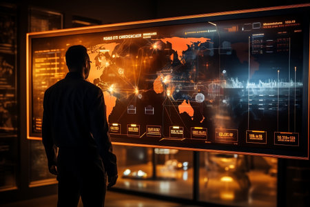 Advanced HUD Interface: Utilizing KPI and BI Technology. Generative AIの素材