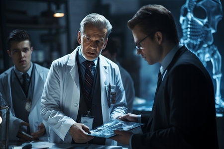 Dialogue Among Medical Staff on X-Ray of Patient. Generative AIの素材