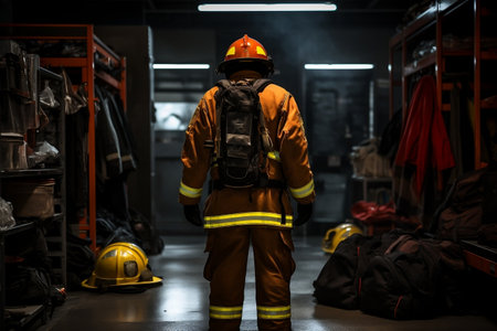 Safety Gear at the Fire Station. Generative AIの素材