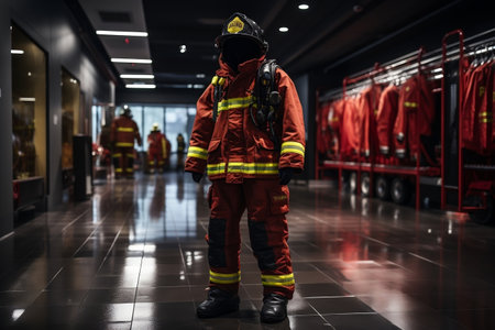 Stationed Firefighter Equipment. Generative AIの素材