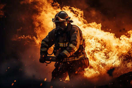 Heroic Firefighter. Generative AIの素材