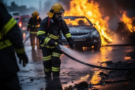 Fireman's Role in Firefighter Training. Generative AIの素材